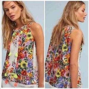 Raga for Anthropologie Floral Tassel Swing Tank size XSP XS Petite